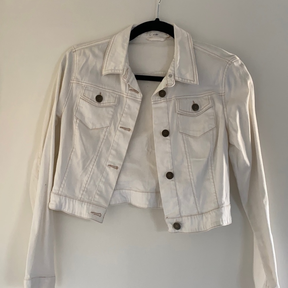 White Cropped Jean Jacket